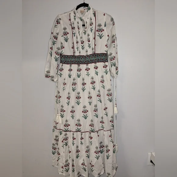 Inde Rooh Jaipuri Print Cotton A Line Maxi Dress Size Small - Picture 6 of 11